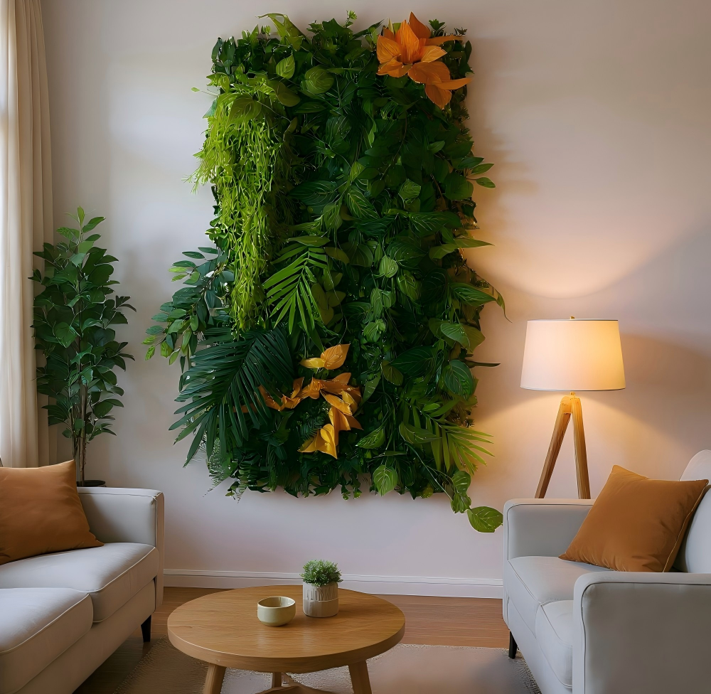 Artificial Green Wall Panels 20"x40", Lush Faux Plant for Indoor Outdoor Decor, Weather-Resistant Grass Wall Backdrop, DIY Decorative Greenery Panels, The Sun Series -Radiance, 1 Pack